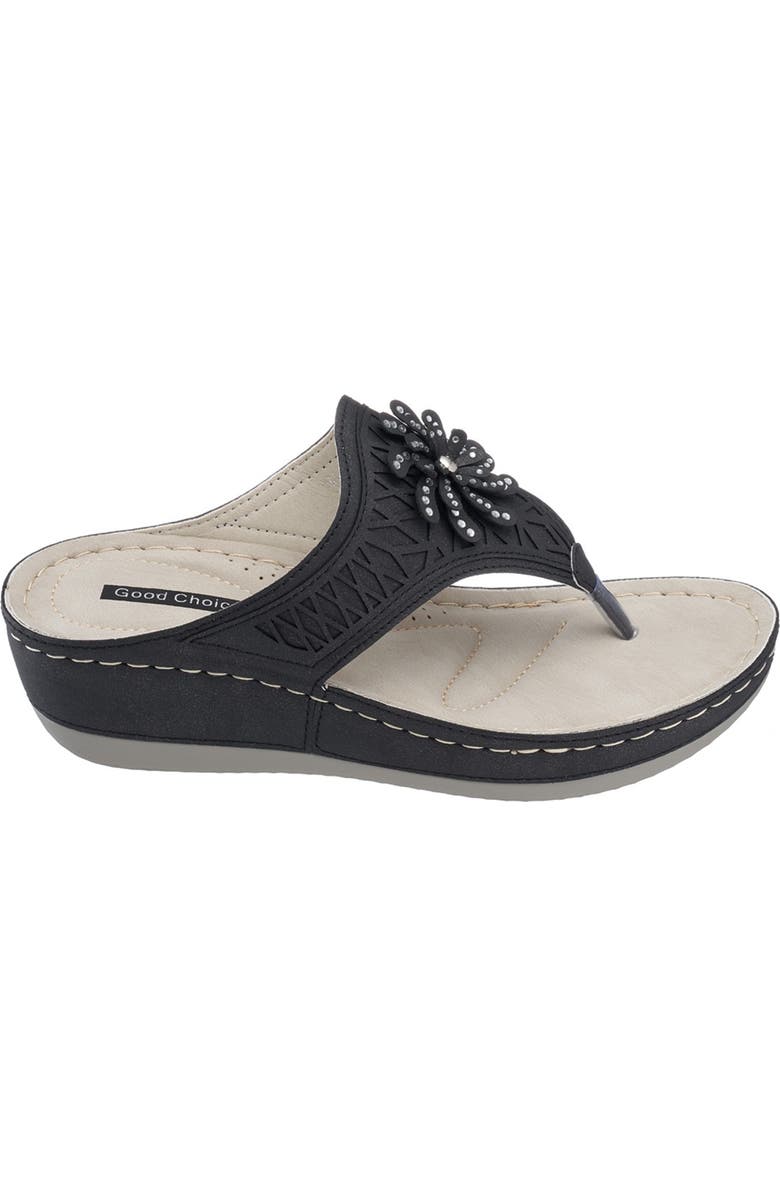 GOOD CHOICE NEW YORK Allie Floral Wedge Sandal, Alternate, color,