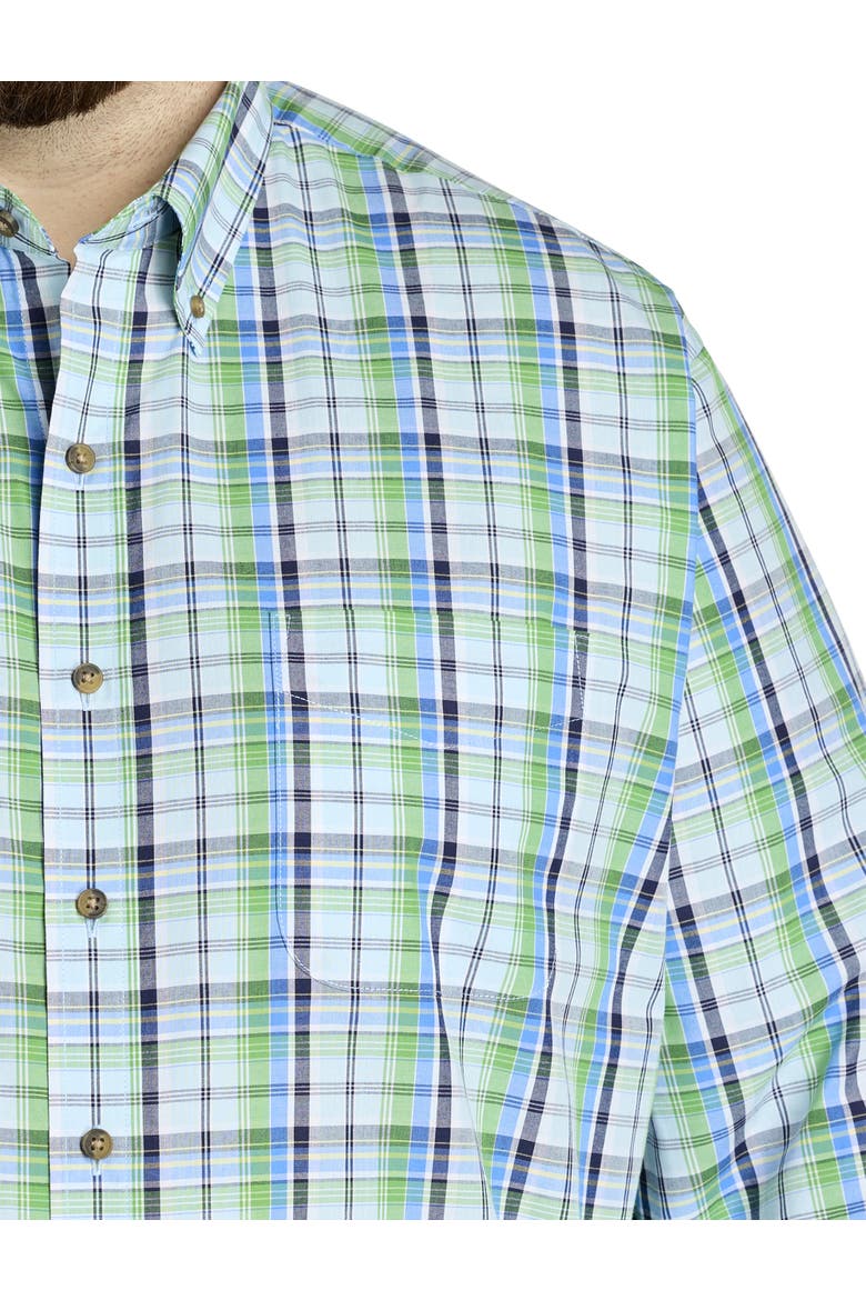 Big & Tall Easy-Care Large Plaid Sport Shirt, Alternate, color, BLUE MULTI