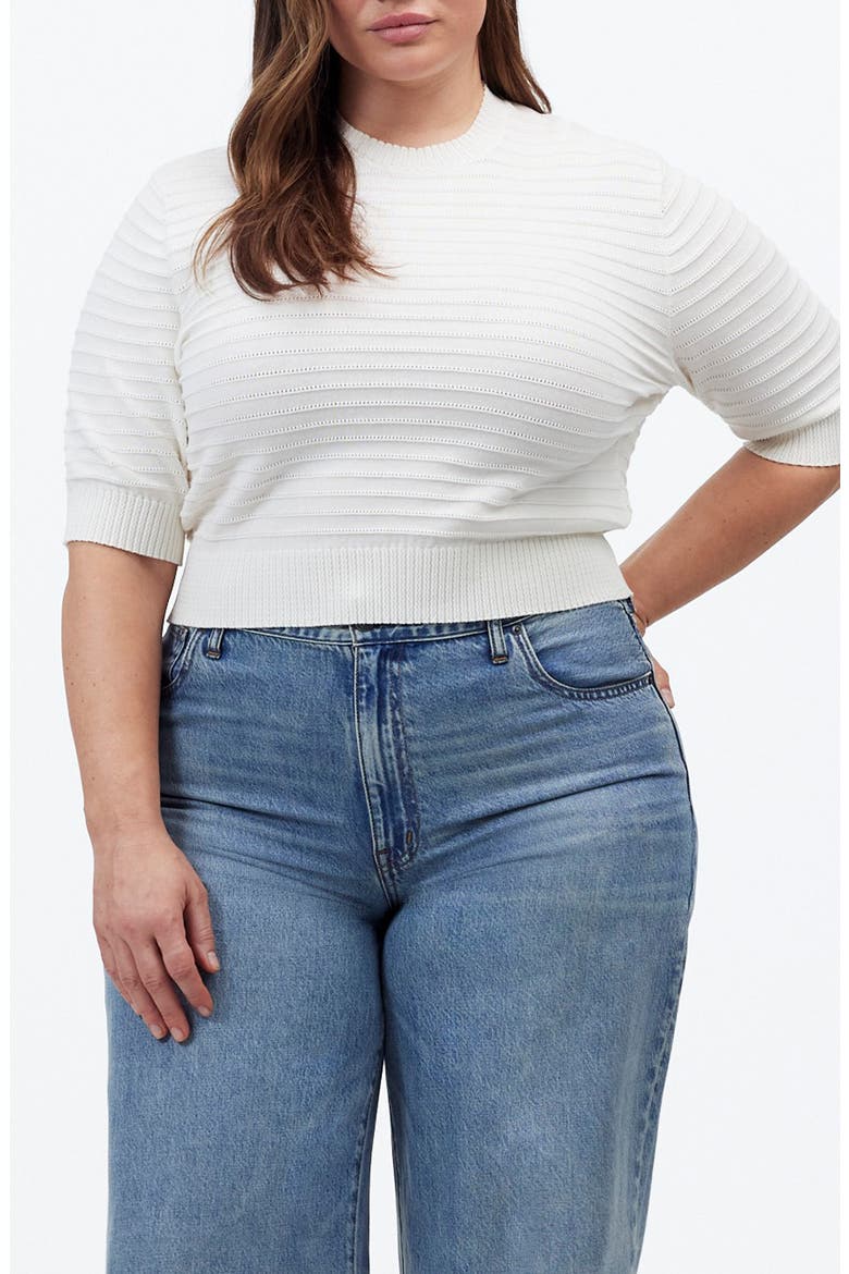 Textural Stitch Cotton Sweater, Alternate, color, IVORY