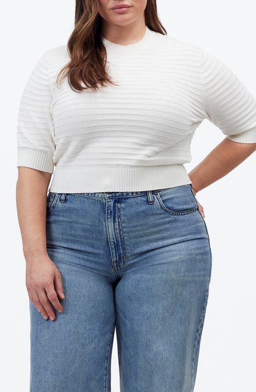 Madewell Textural Stitch Cotton Sweater In Ivory