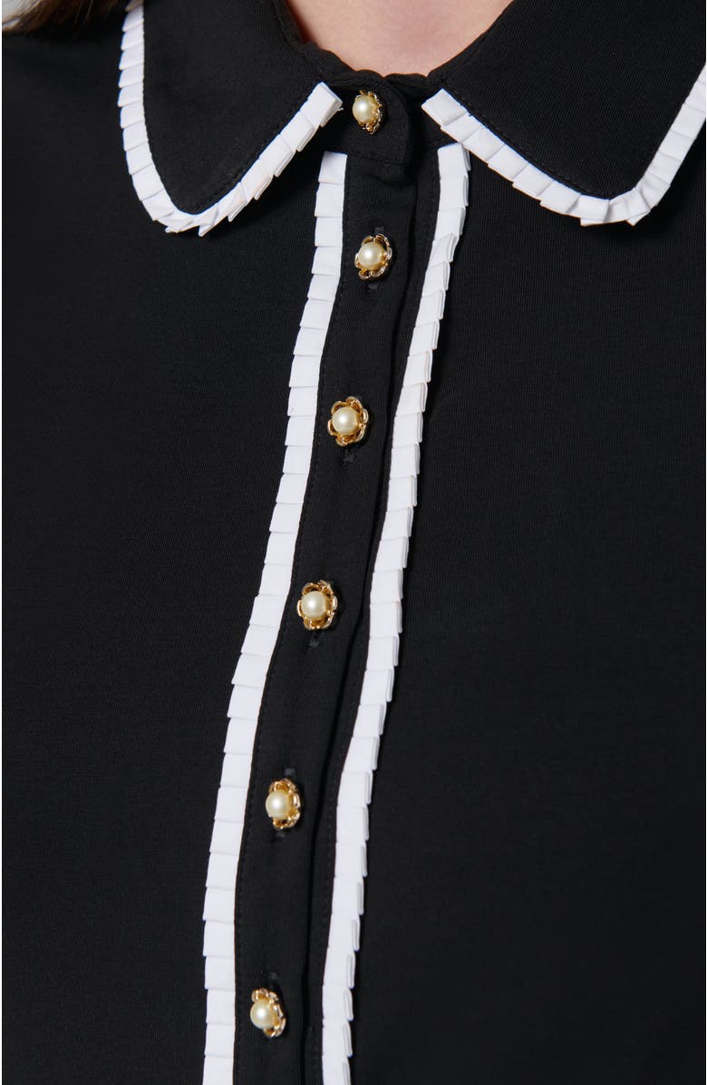 Anne Fontaine Women's Shirt Faustine Black Designer Long Sleeve Shirt In Cotton Poplin With Pointed Collar, Alternate, color, Black