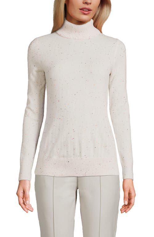 Lands' End Cashmere Turtleneck Sweater In White