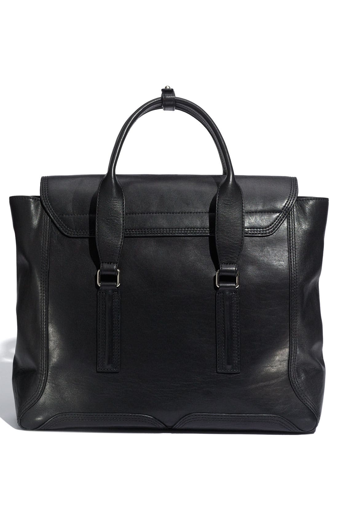 'Pashli' Leather Satchel, Alternate, color, BLACK