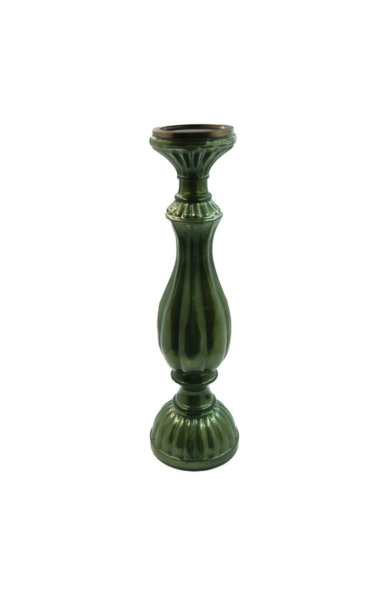 Storied Home Tall Embossed Mercury Glass Candle Holder, Green, Main, color, 