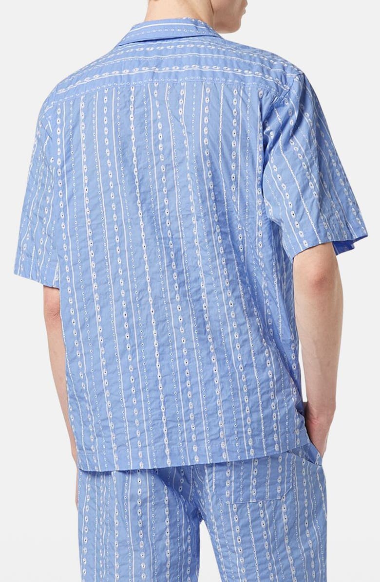 Scotch & Soda Embroidered Cotton Camp Shirt, Alternate, color, Sky Blue
