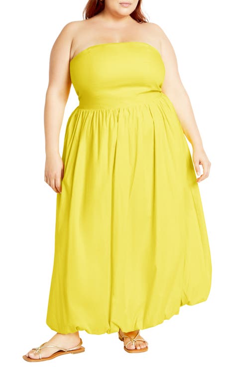 Alina Strapless Bubble Hem Maxi Dress (Plus)