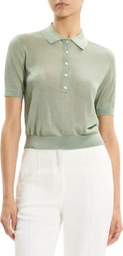 Theory Lustrous Knit Polo Top