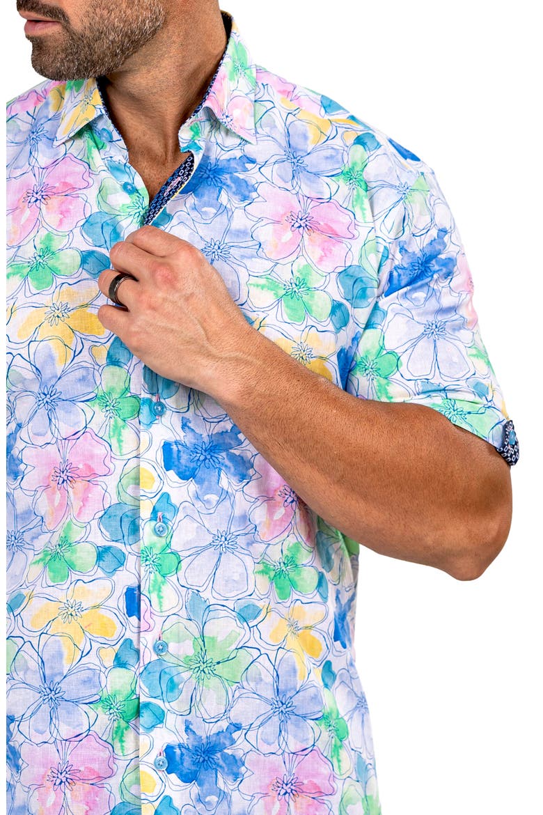 Galileo Marthy Short Sleeve Button-Up Shirt, Alternate, color, WHITE/MULTI