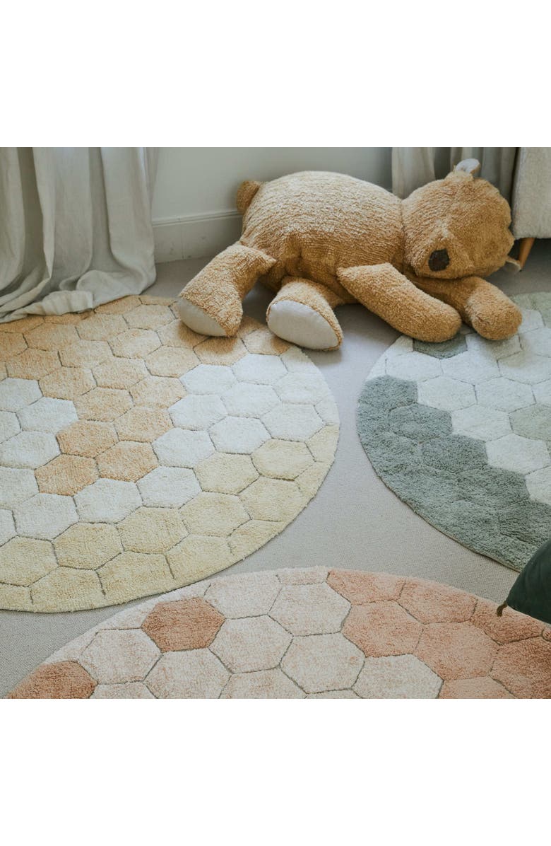 Lorena Canals Washable Rug Round Honeycomb, Alternate, color, Ivory, Light Pink, Rose