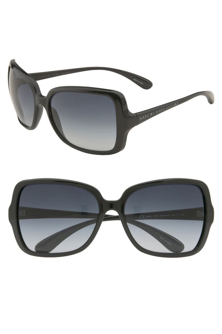59mm Vintage Inspired Oversized Sunglasses, Main, color, BLACK