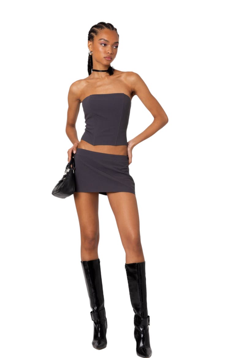 Piper Strapless Crop Corset, Alternate, color, DARK-GRAY