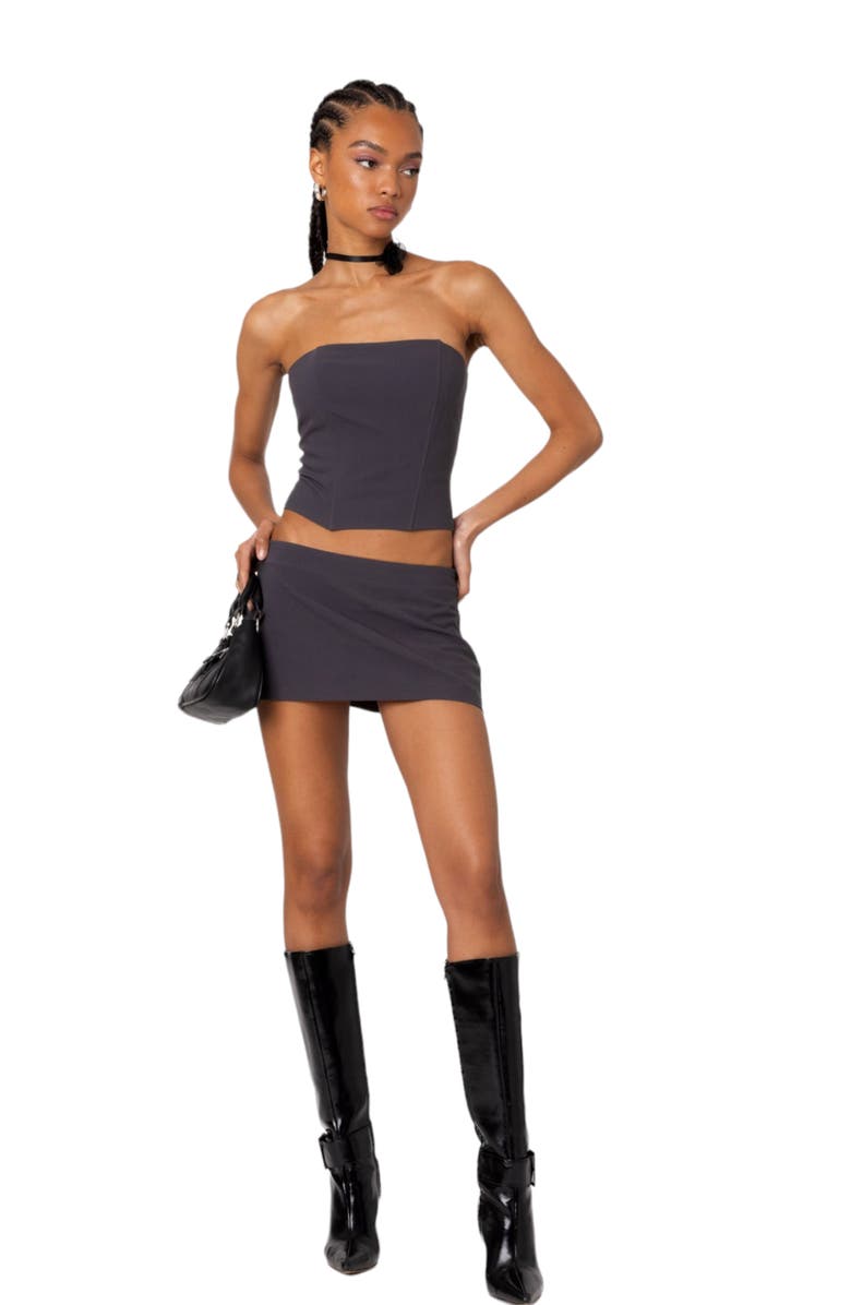 EDIKTED Piper Strapless Crop Corset, Alternate, color, Dark-Gray