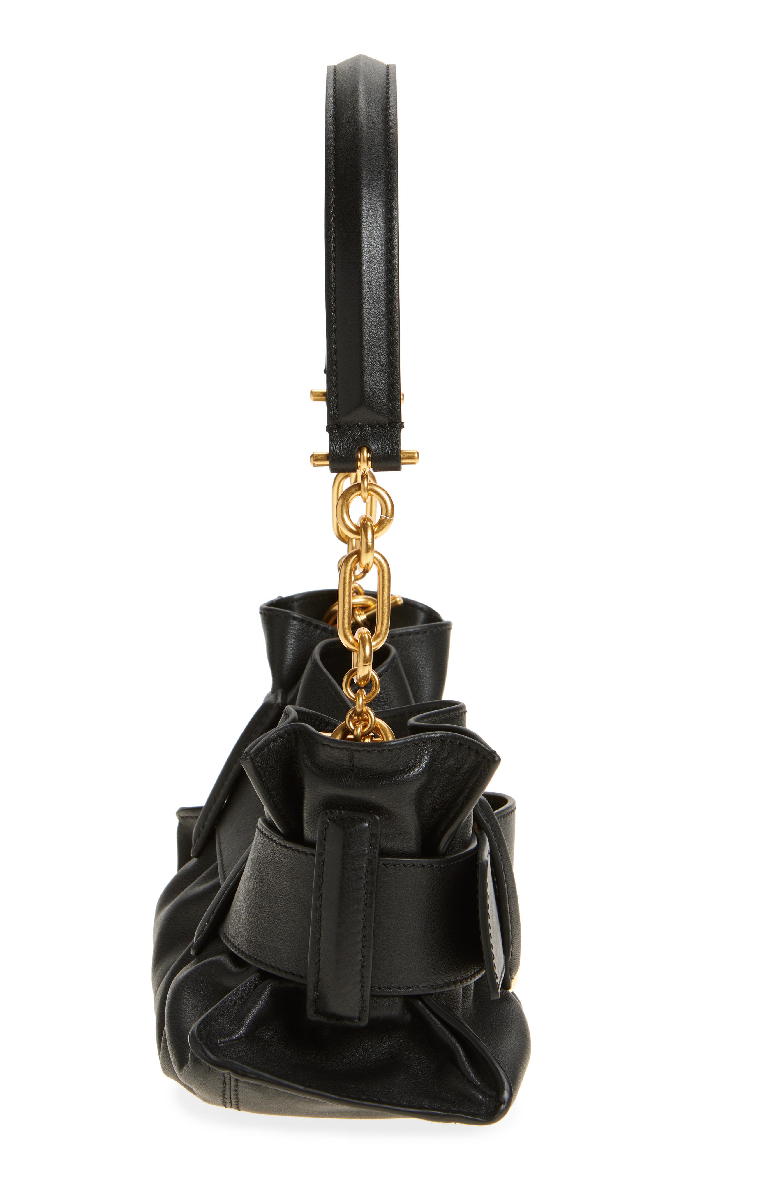 Balmain Mini Anthem Leather Shoulder Bag, Alternate, color, Black