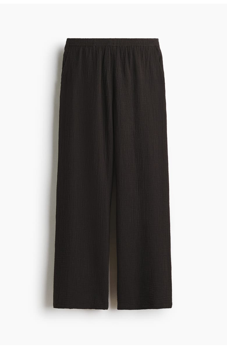 H&M Straight Muslin Trousers, Main, color, Nearly Black