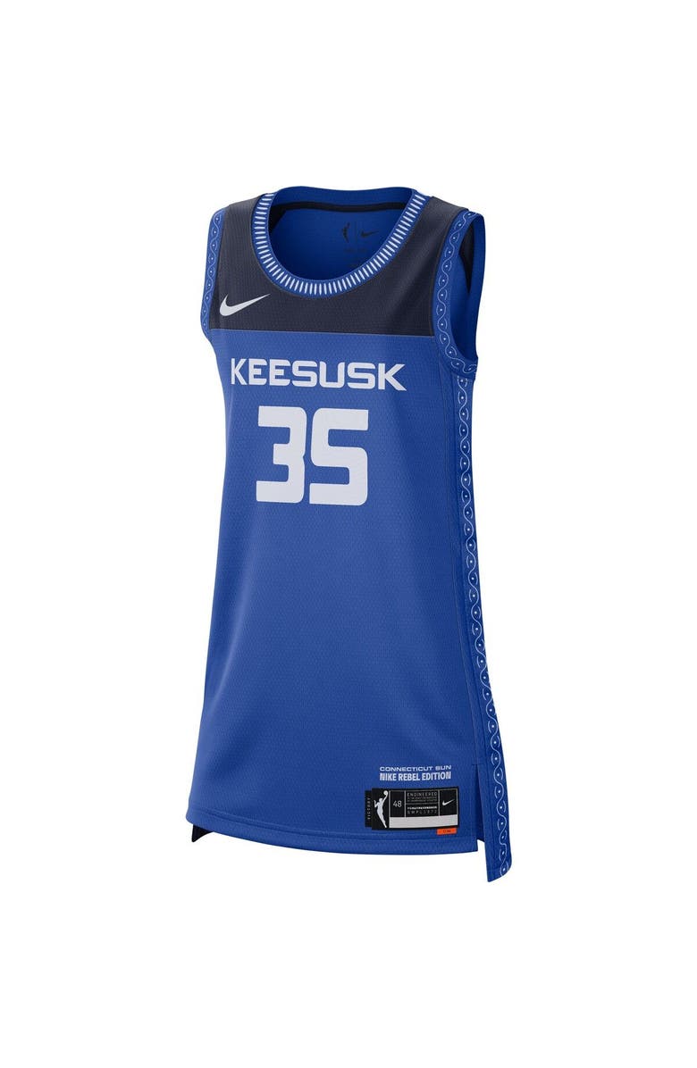 Nike Women's Nike Jonquel Jones Blue Connecticut Sun 2021 Rebel Edition Victory Player Jersey, Alternate, color, 