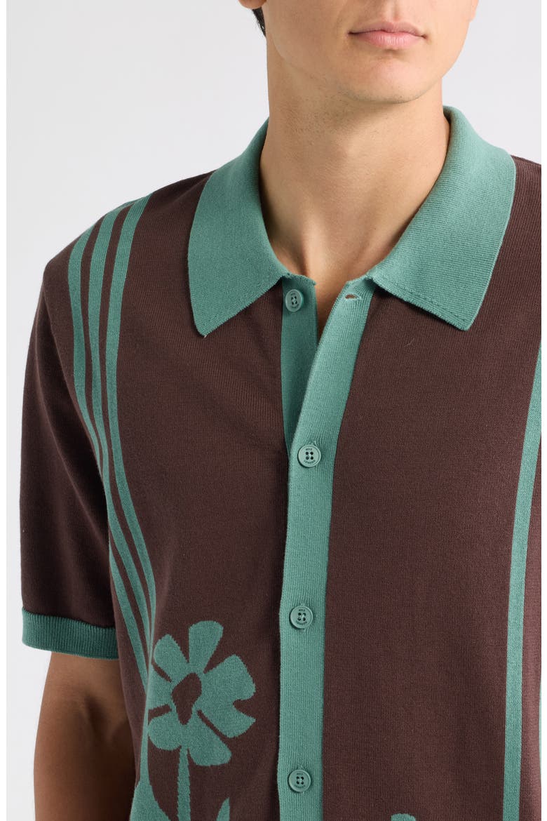 Tellaro Intarsia Cotton Shirt, Alternate, color, BROWN / SAGE