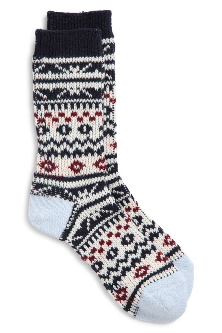 Apres Skis Crew Socks, Alternate, color, BLUE FAIRISLE
