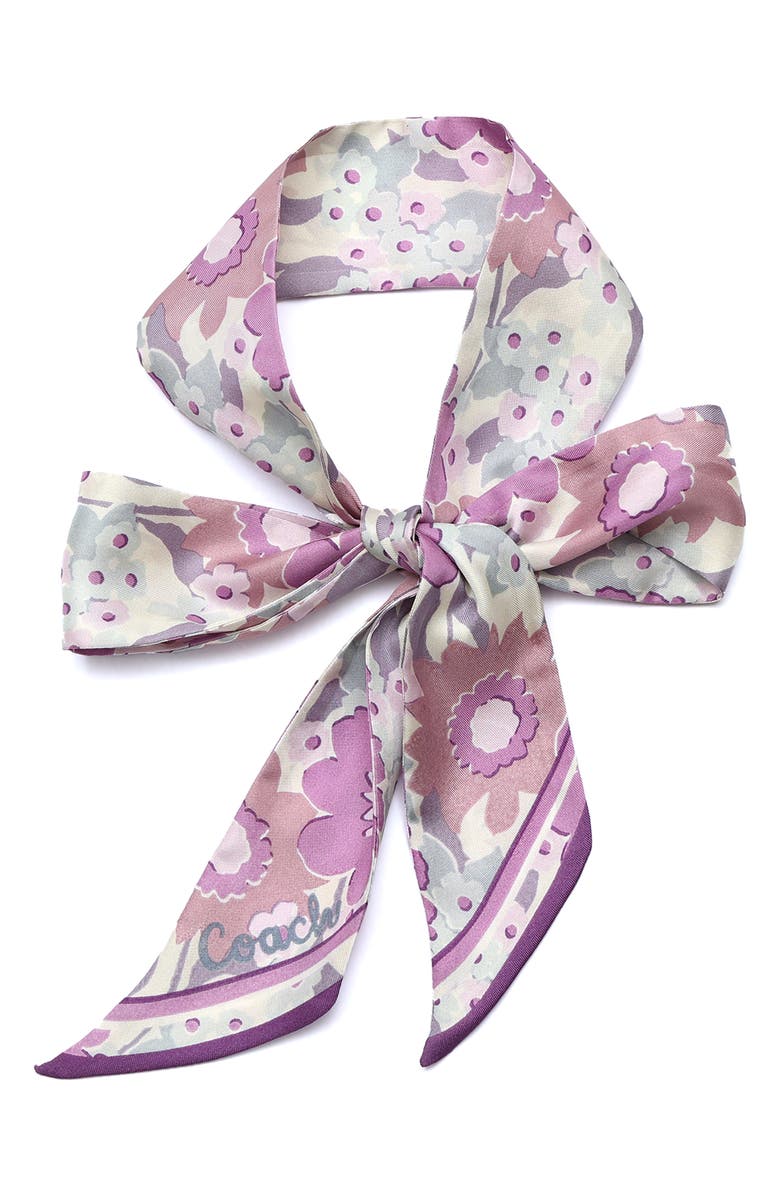 COACH Laurel Floral Skinny Silk Scarf, Main, color, 