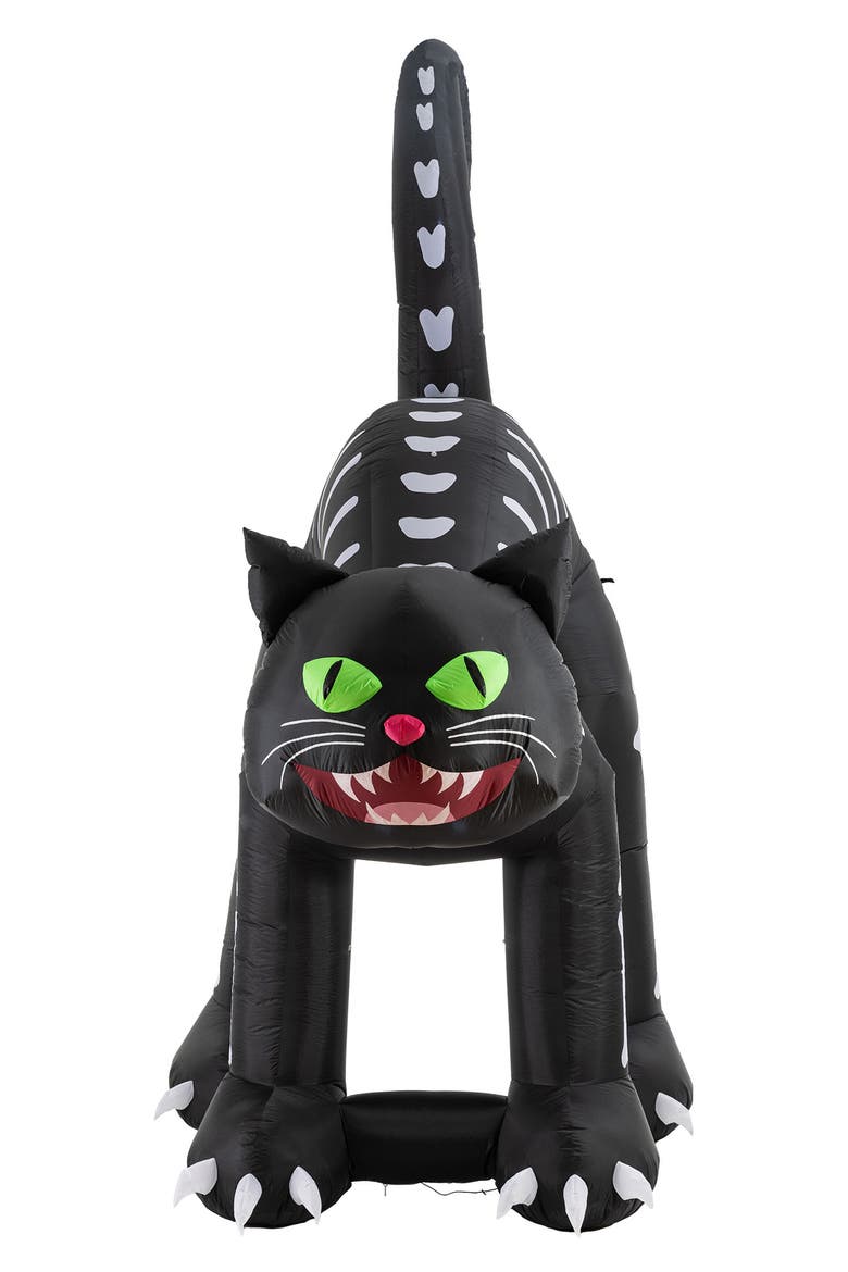11FT Lighted Inflatable Giant Skeleton Cat Garden Decor, Alternate, color, Blue