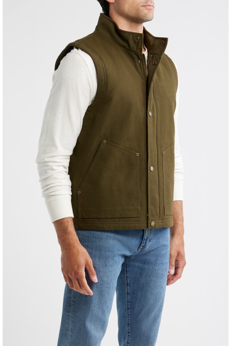 Pine Grove Cotton Canvas Vest, Alternate, color, DARK OLIVE