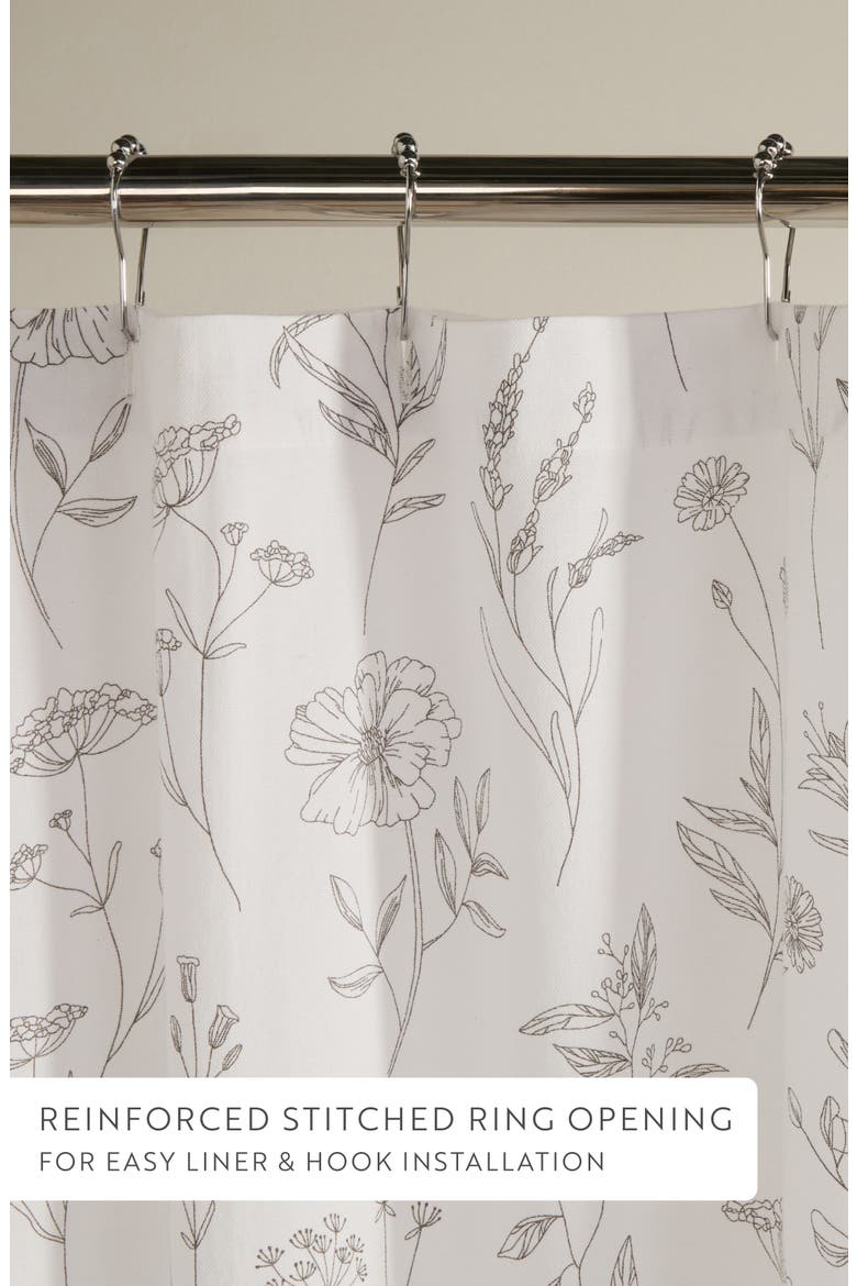 Shower Curtain, Alternate, color, LINEAR FLOWERS GRAY