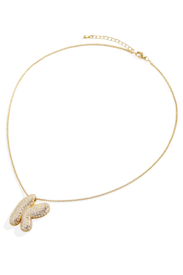 Pave Bubble Initial Necklace, Alternate, color, 18k Gold / Letter X
