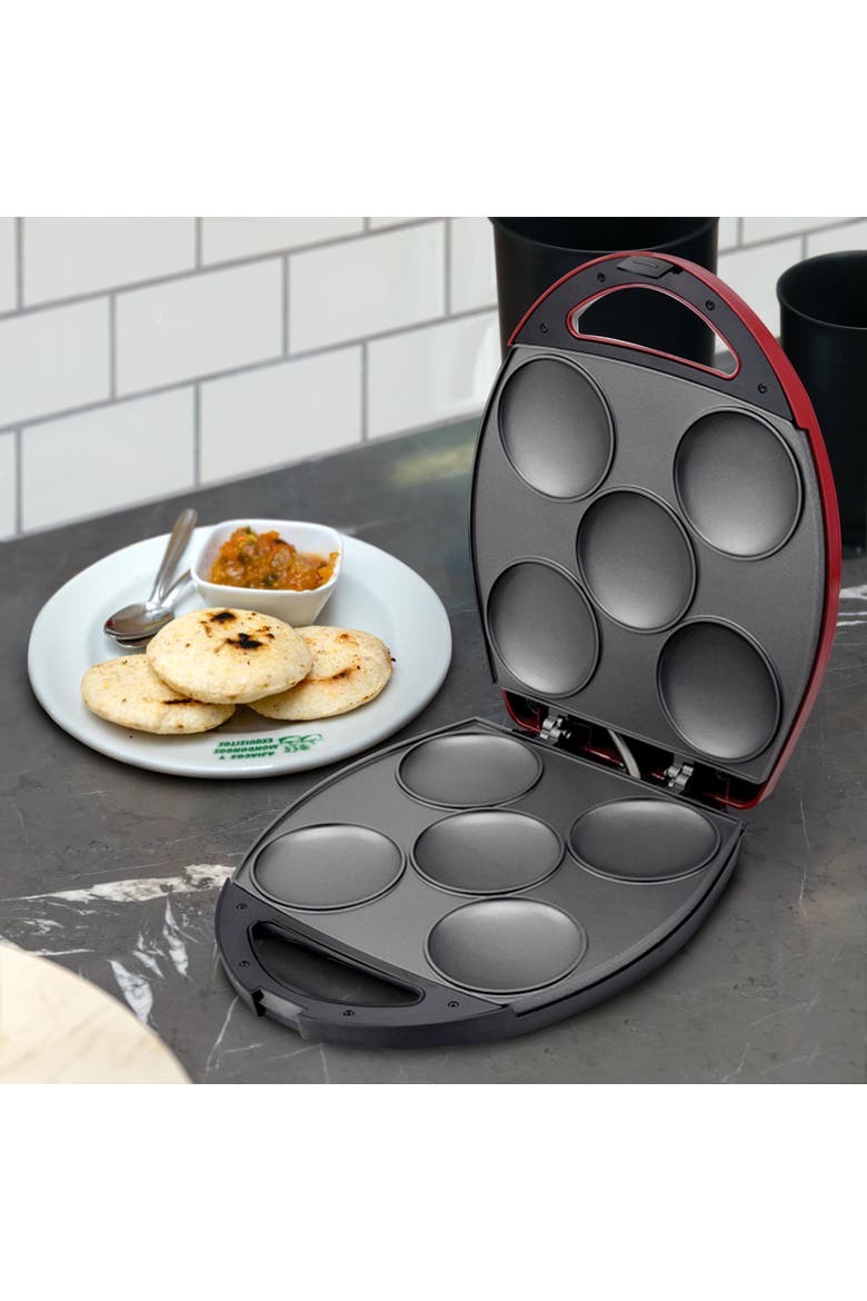 1200 Watt  5 Piece Non Stick Arepa Maker, Alternate, color, Red