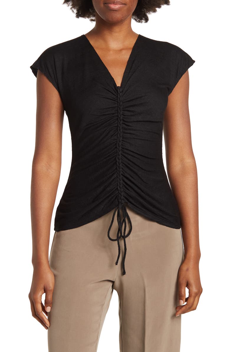 MAX STUDIO Center Shirred Short Sleeve T-Shirt, Main, color, 