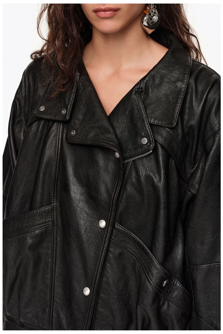 Leather Volume Jacket, Alternate, color, BLACK