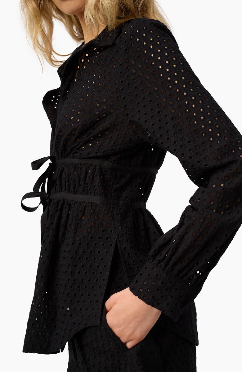 CAMI NYC Stefania Eyelet Shirt, Alternate, color, Black