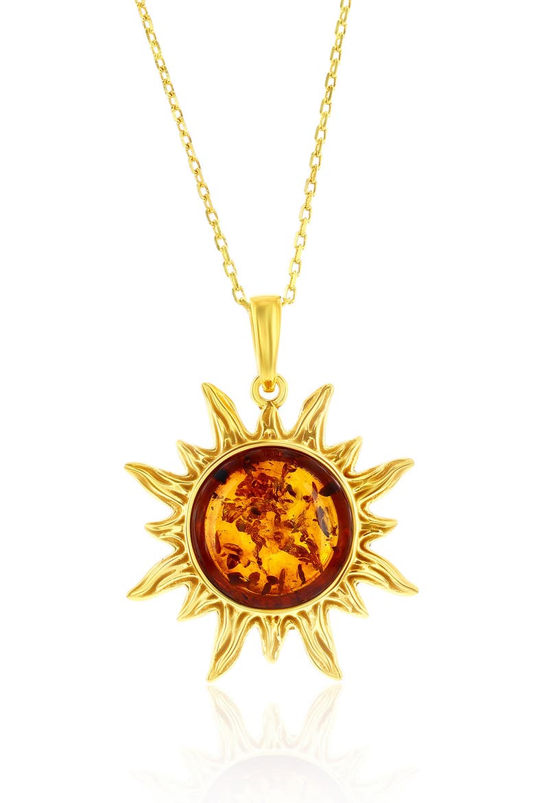 Amber Sun Pendant Necklace, Main, color, AMBER