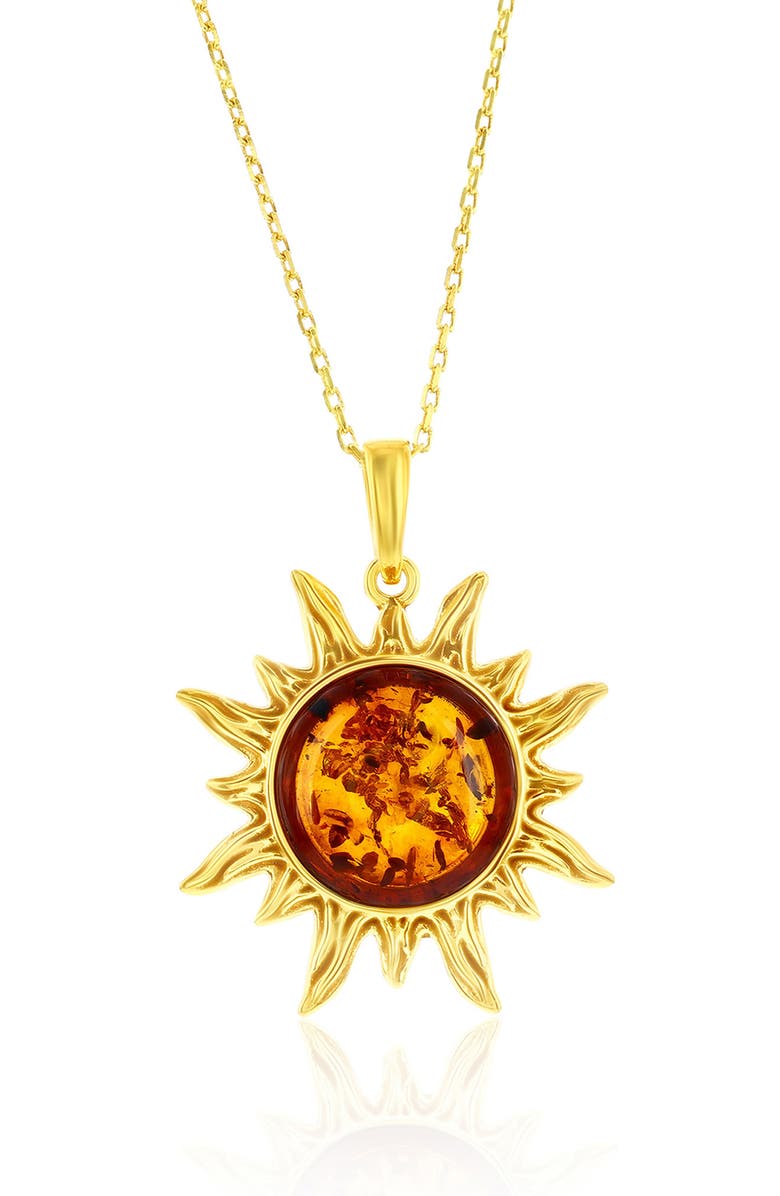 SIMONA Amber Sun Pendant Necklace, Main, color, Amber