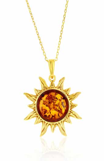 SIMONA Amber Sun Pendant Necklace
