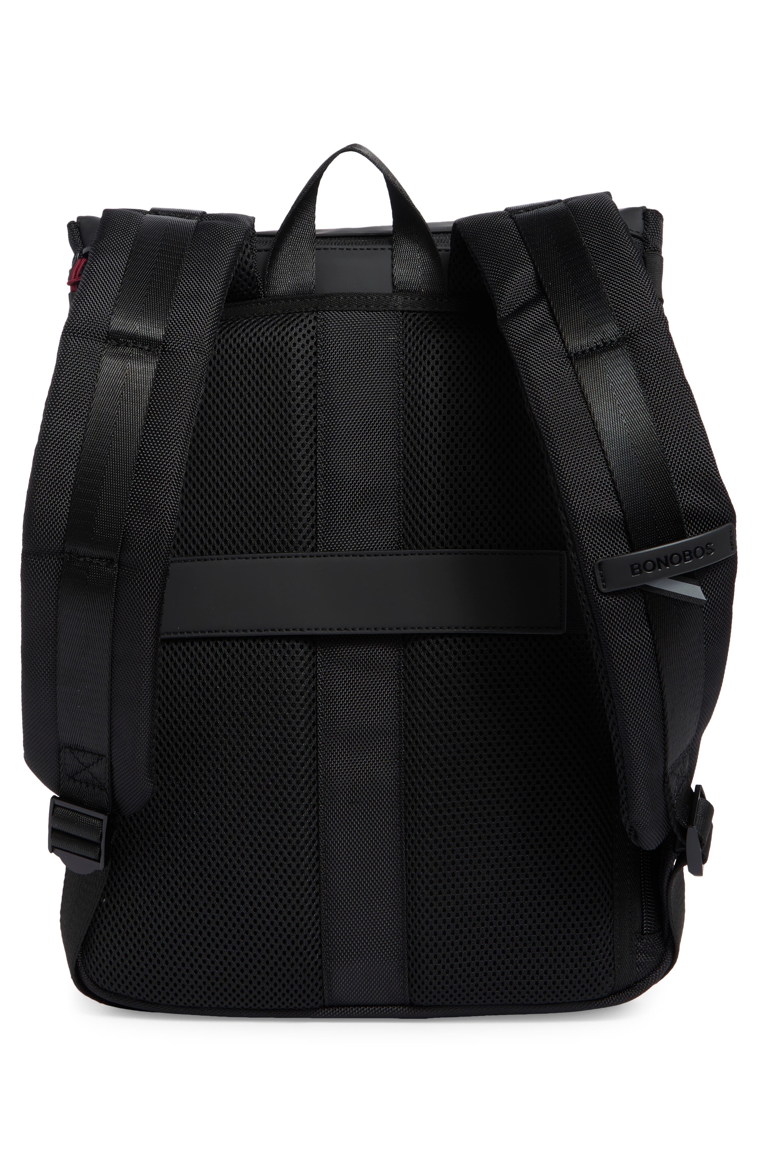 Rubberized Flap Laptop Backpack, Alternate, color, BLACK