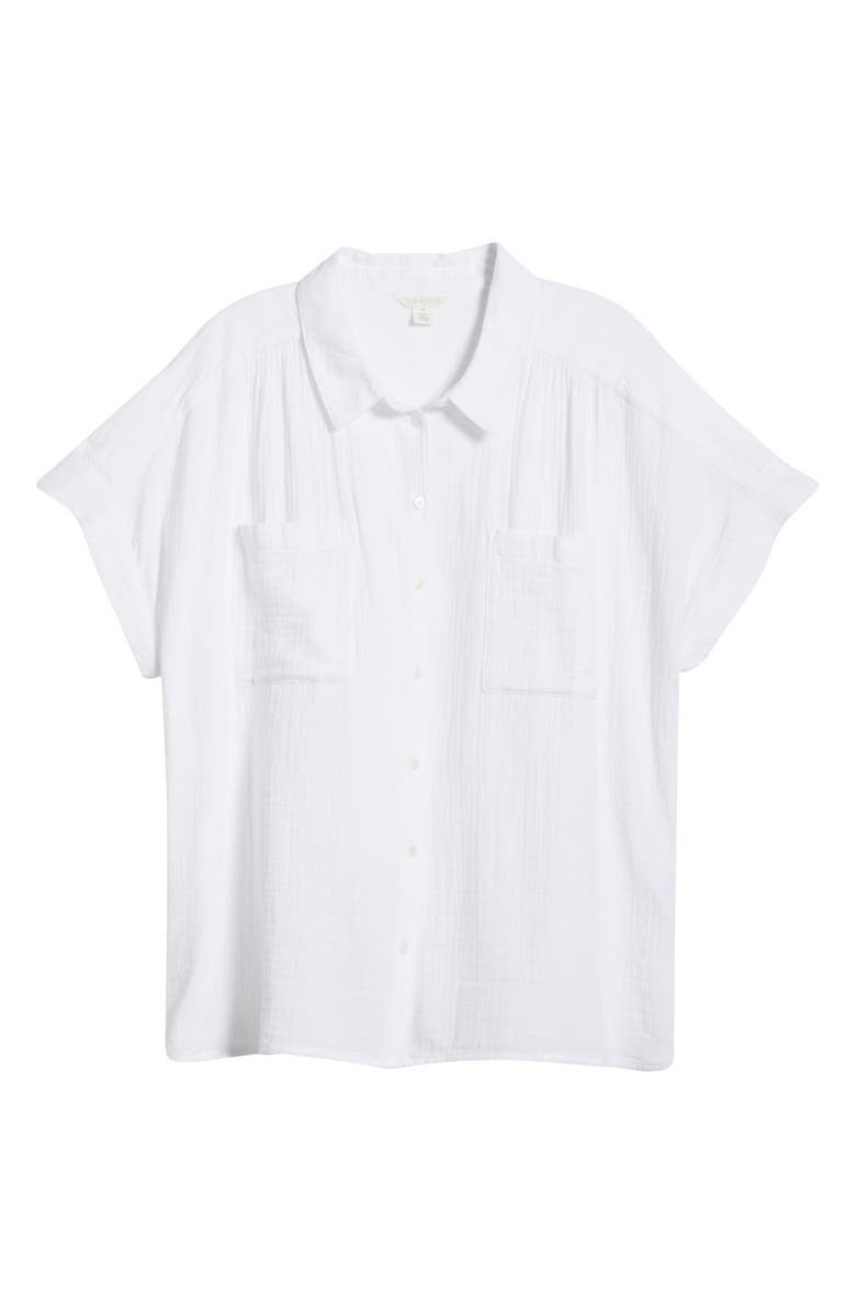 Caslon<sup>®</sup> Cotton Gauze Button-Up Shirt, Alternate, color, White
