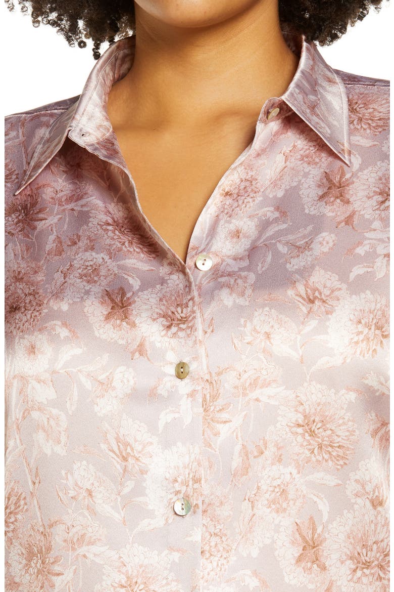 Dahlia Floral Print Silk Shirt, Alternate, color, LOTUS SHELL