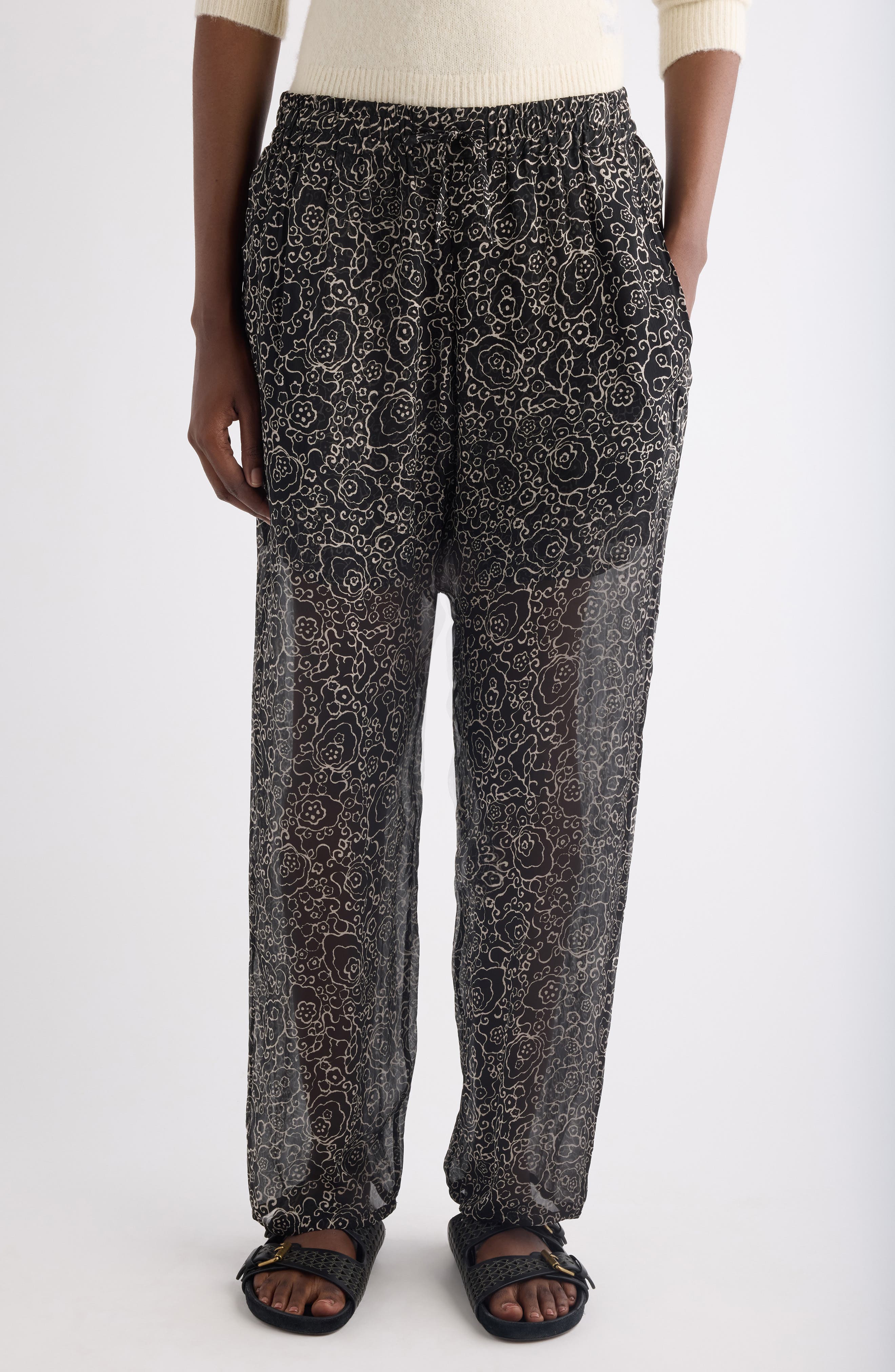 Isabel Marant Étoile Lydna Print Drawstring Straight Leg Pants In Brown