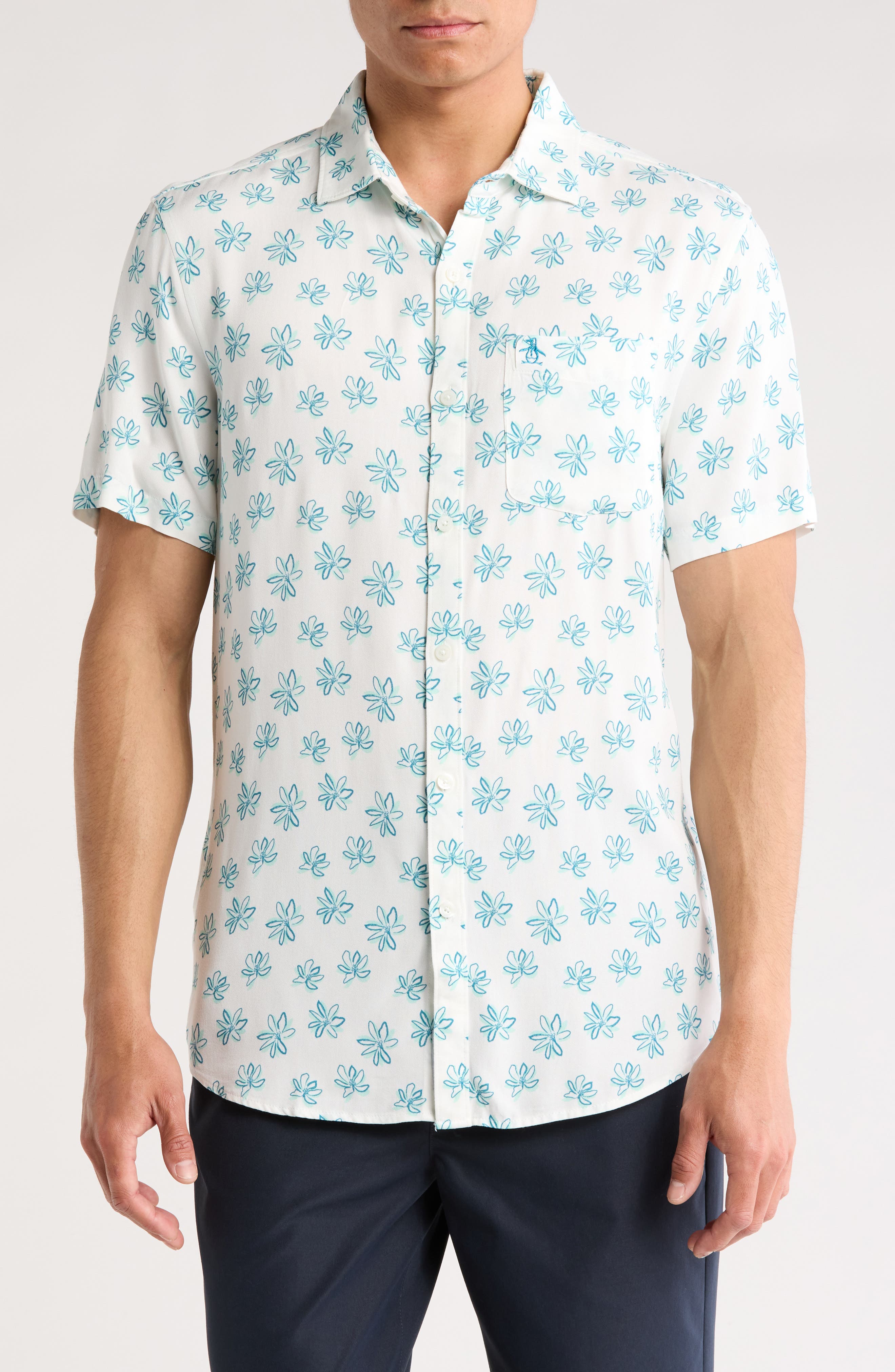 Original Penguin Floral Short Sleeve Button-Up Shirt