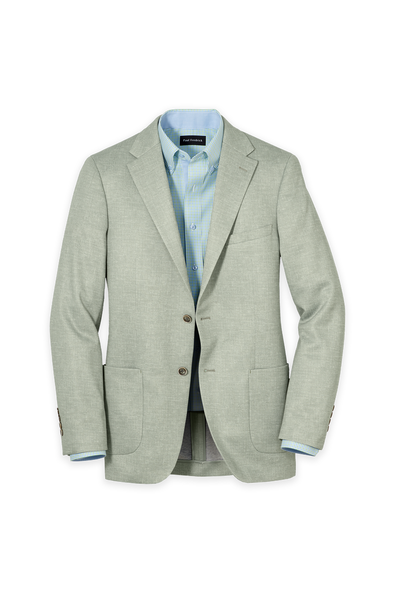Cotton Blend Single Breasted Notch Lapel Knit Sport Coat, Main, color, Light Green