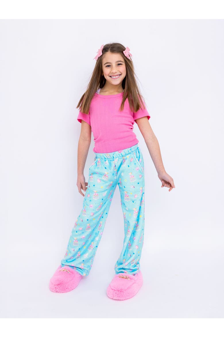 Plush Hanukkah loungewear pant, Main, color, Aqua