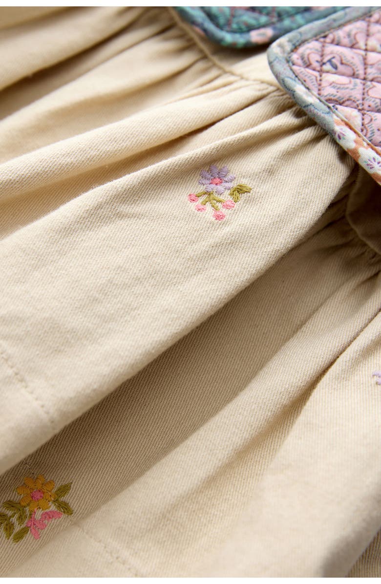 NEXT Quilted Vest & Embroidered Long Sleeve Dress Set, Alternate, color, Neutral