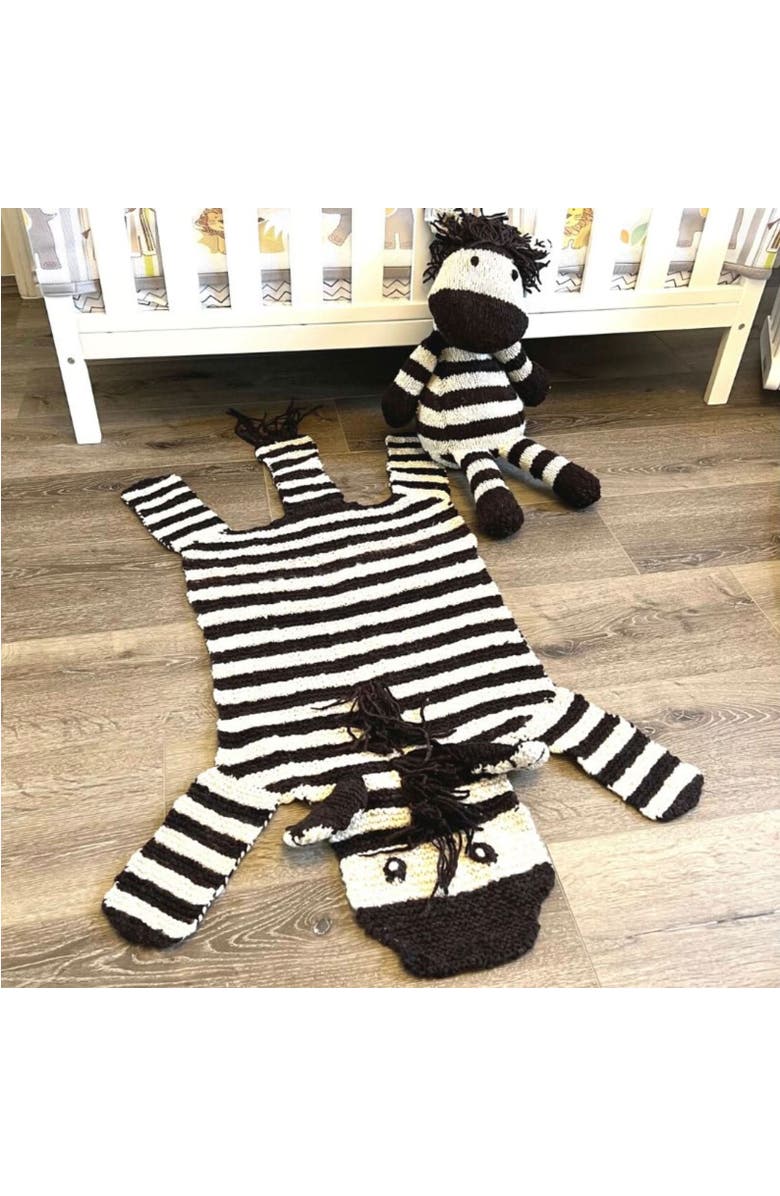 Finn + Emma Organic Wool Play Mat + Nursery Rug | Zebra, Alternate, color, Black