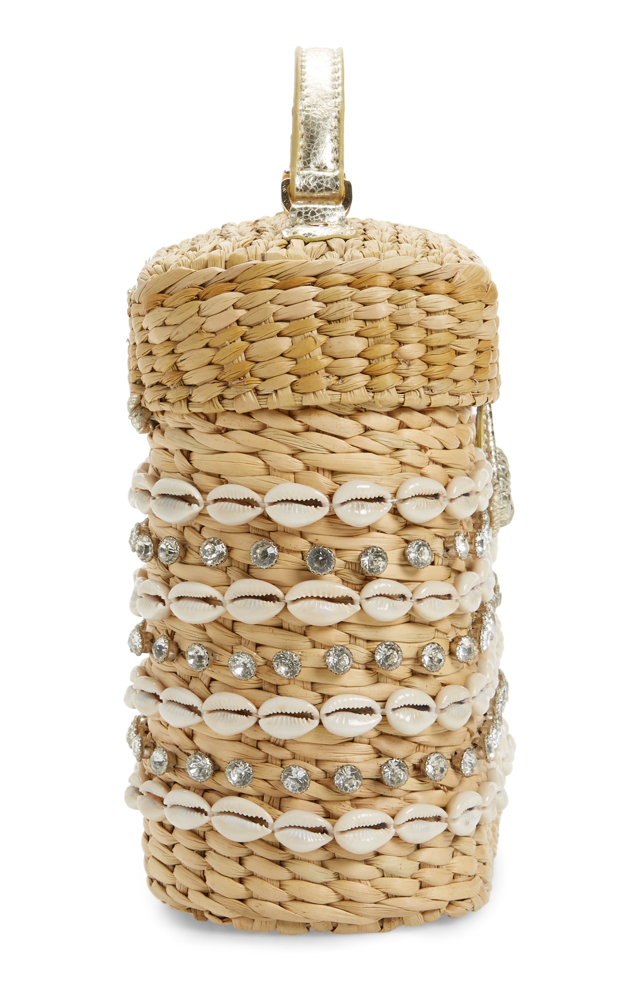 The Ashleigh Canteen Woven Clutch, Alternate, color, NATURAL/ CLEAR BLING