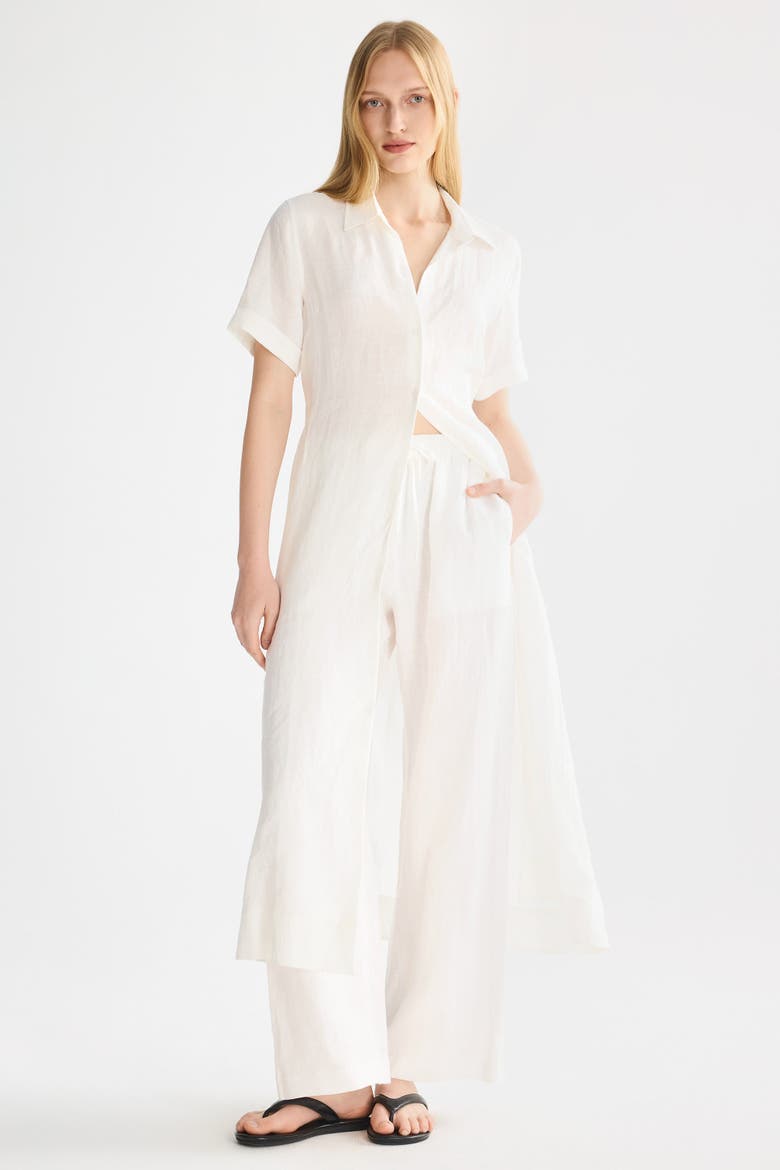 Classic Linen Maxi Dress, Main, color, White