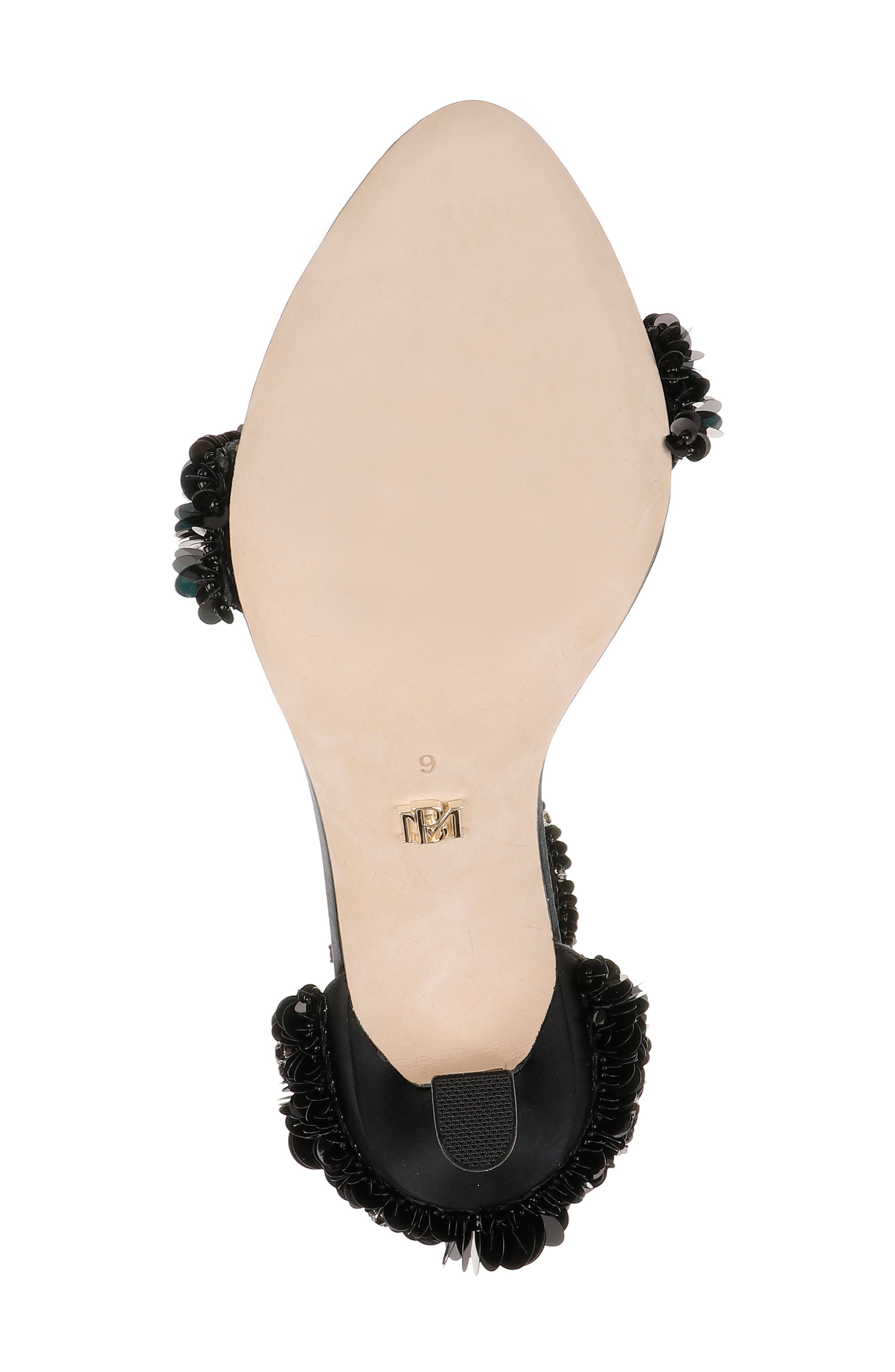 Badgley Mischka Collection Ankle Strap Sandal, Alternate, color, Black Satin