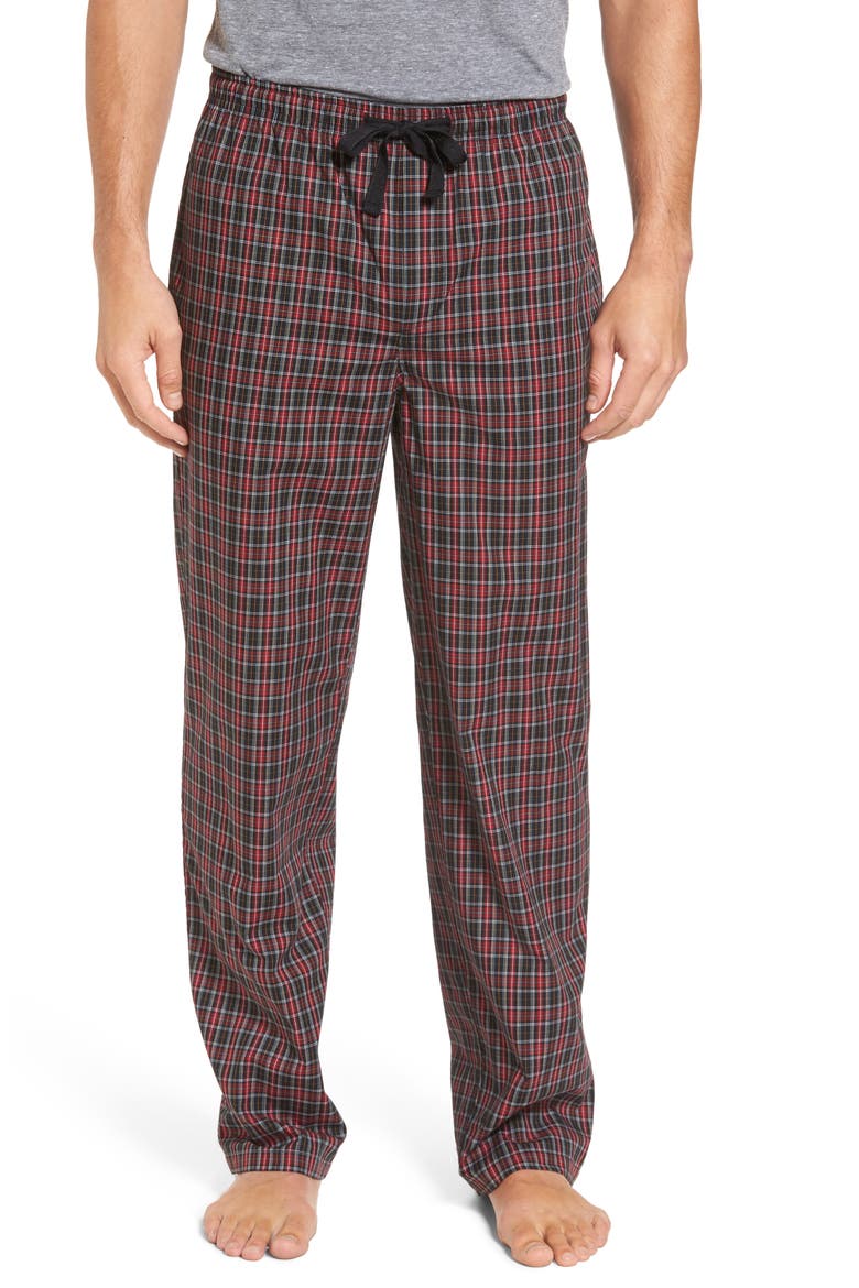 Poplin Pajama Pants, Main, color, RED CHILI - BLACK TARTAN