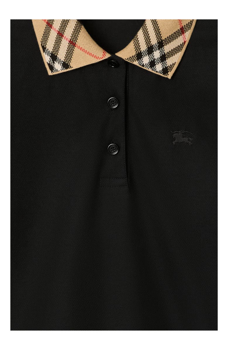 Burberry Check Collar Cotton Polo Shirt, Alternate, color, Black