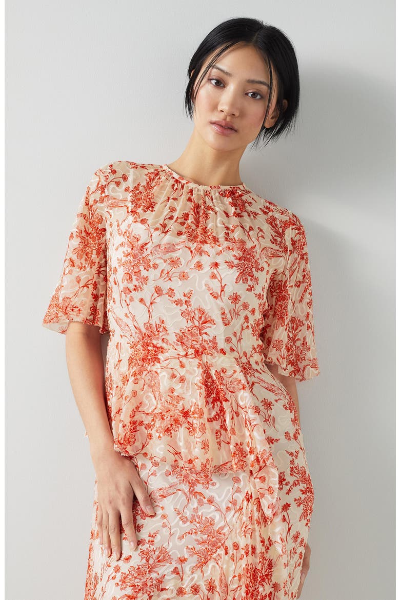 Thea Toile A-Line Dress, Alternate, color, IVORY/ RED