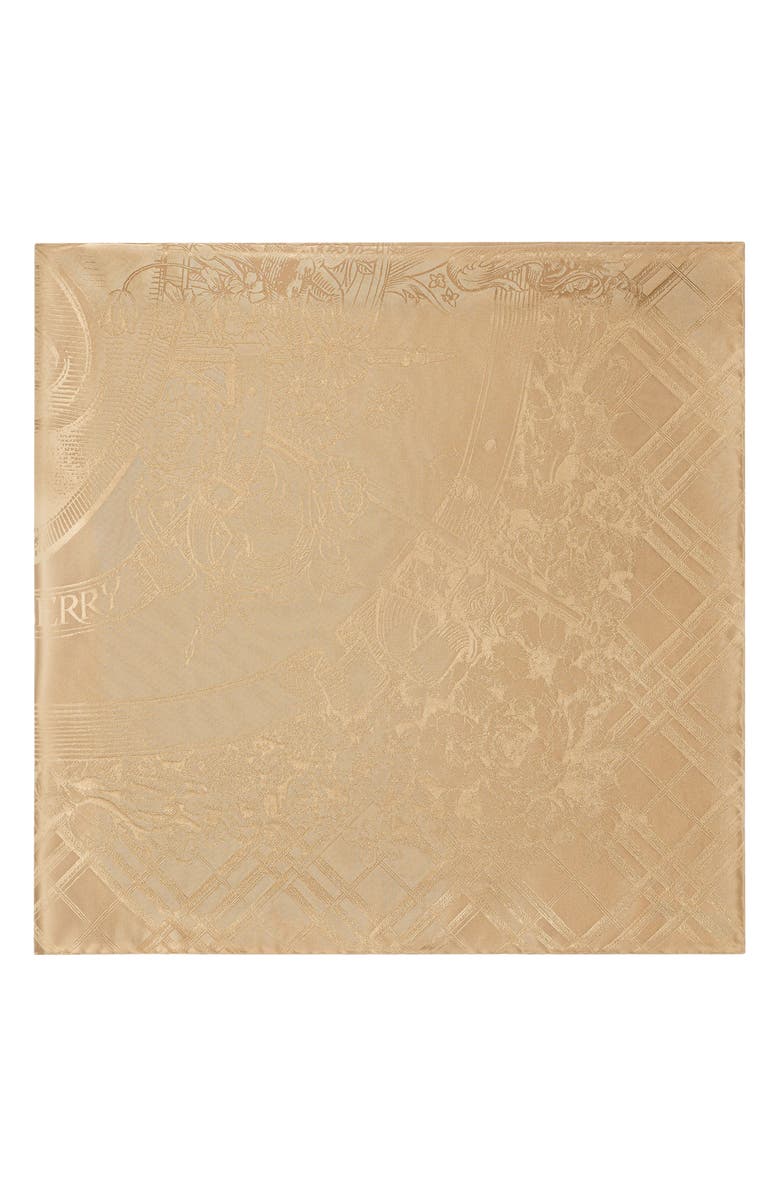 Burberry Floral Crest Silk Jacquard Scarf, Alternate, color, Sand Beige
