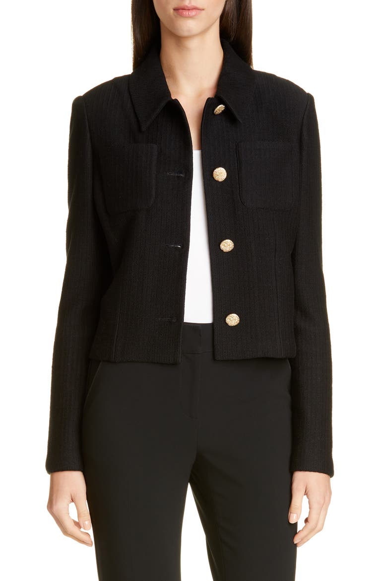 Float Jacquard Knit Jacket, Main, color, CAVIAR